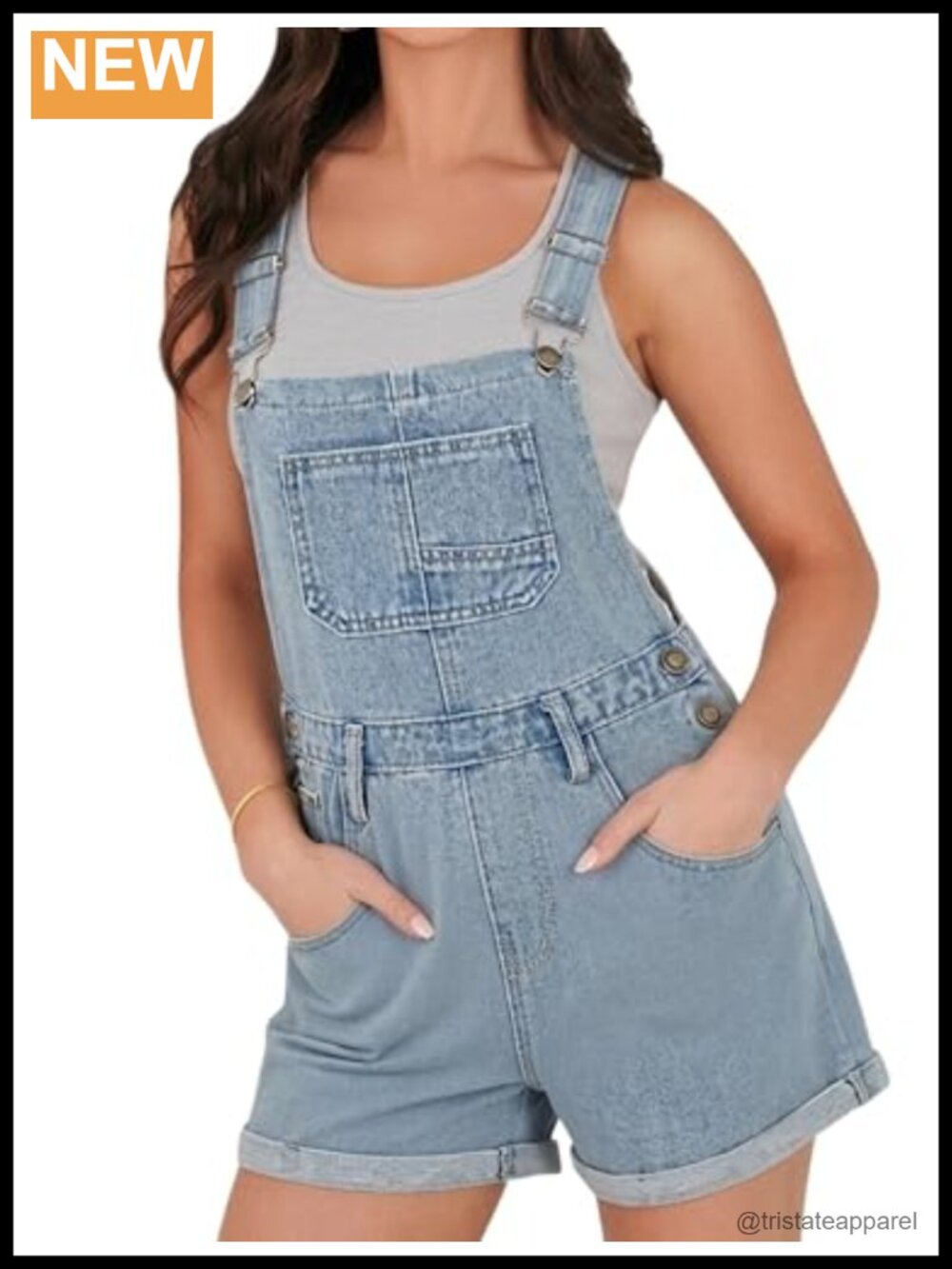 Women's Denim Overall Shorts Loose Fit Adjustable Strap Summer Romper with